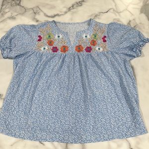 Light Blue Floral Blouse